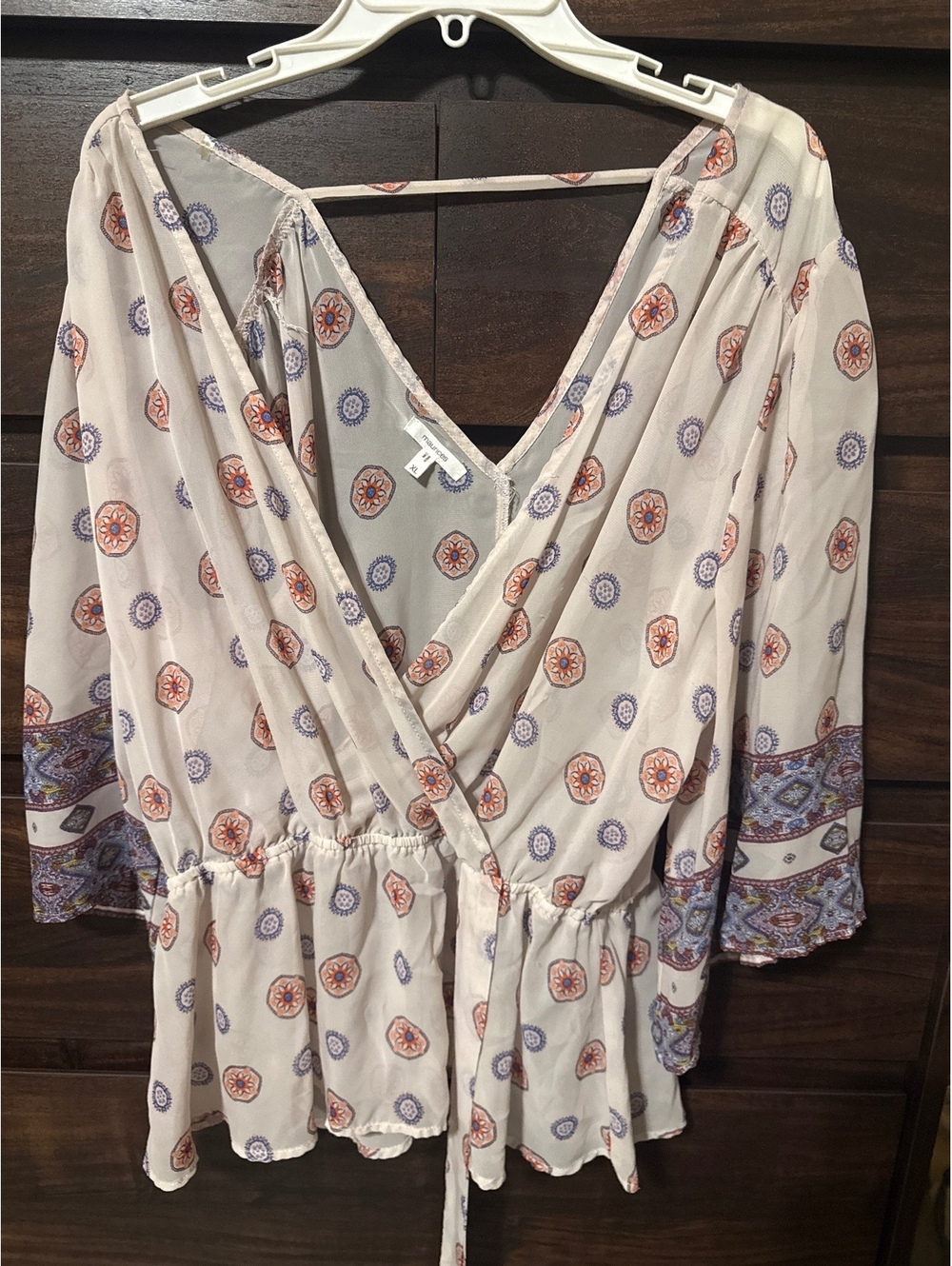 Maurices XL Bohemian Style Printed Wrap Blouse